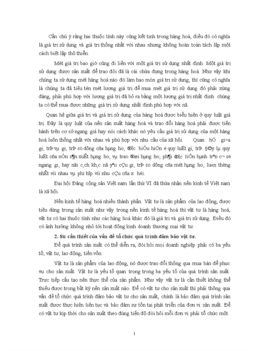 Một số vấn đề về hoạt động đảm bảo vật tư cho sản xuất của công ty khoá Minh Khai 1