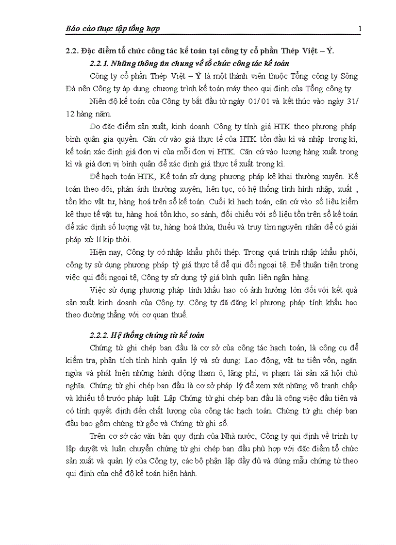 image for page Đánh giá khái quát tổ chức hạch toán kế toán của Công ty cổ phần Thép Việt ý