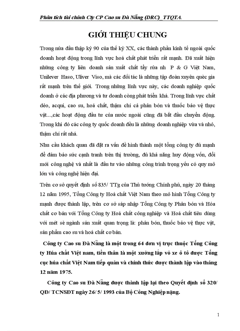 image for page Phân tích tài chính Công ty CP Cao su Đà Nẵng DRC