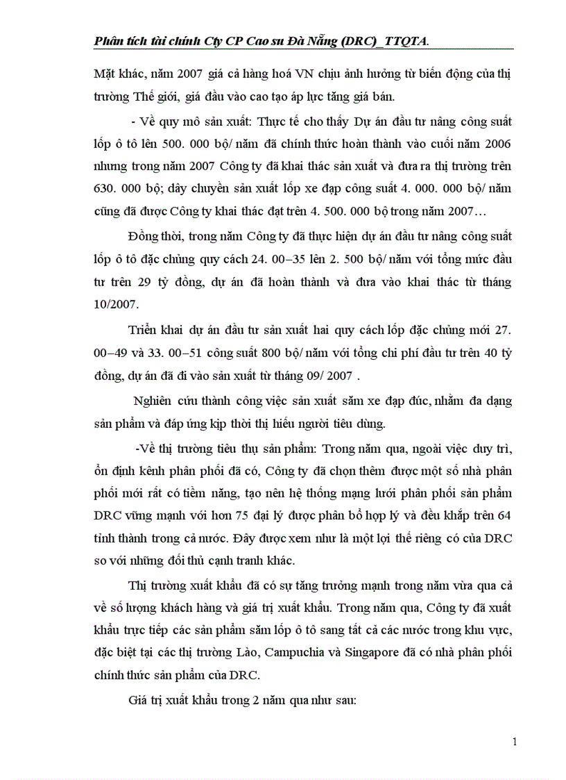 image for page Phân tích tài chính Công ty CP Cao su Đà Nẵng DRC