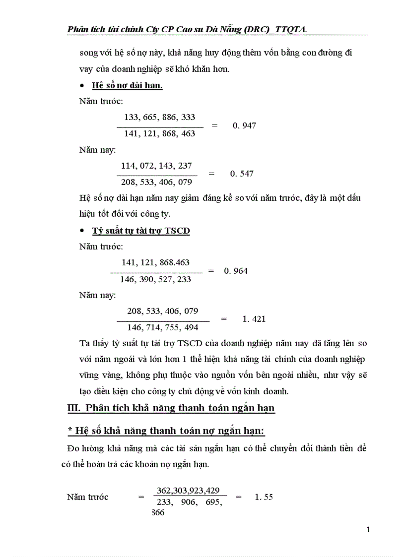 image for page Phân tích tài chính Công ty CP Cao su Đà Nẵng DRC