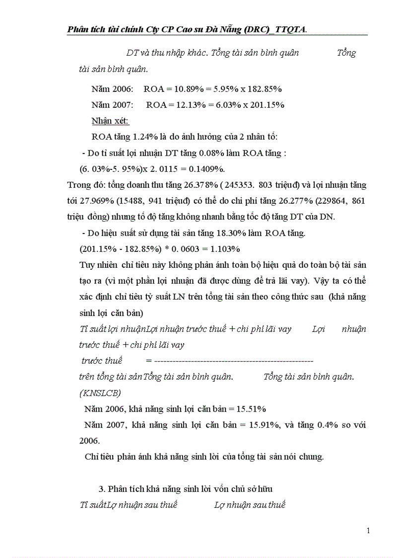 image for page Phân tích tài chính Công ty CP Cao su Đà Nẵng DRC