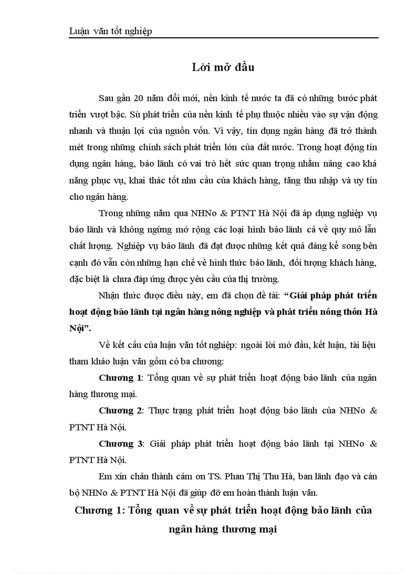 image for page Giải pháp phát triển hoạt động bảo lãnh tại ngân hàng nông nghiệp và phát triển nông thôn Hà Nội 1
