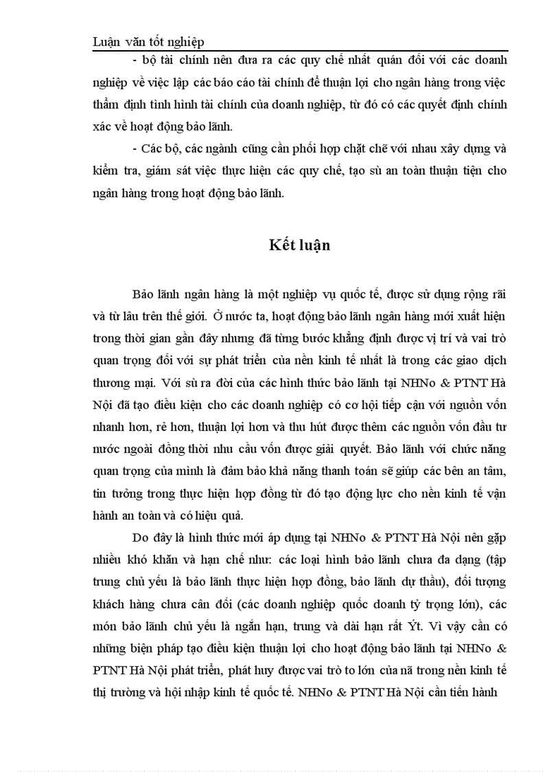 image for page Giải pháp phát triển hoạt động bảo lãnh tại ngân hàng nông nghiệp và phát triển nông thôn Hà Nội 1