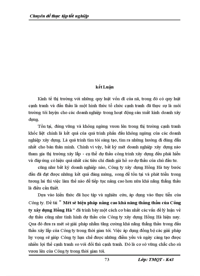 image for page Một số biện pháp nâng cao khả năng thắng thầu của Công ty xây dựng Hồng Hà 1