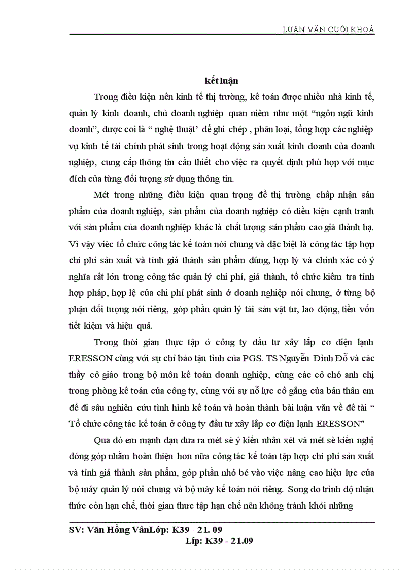 image for page Tổ chức công tác kế toán tập hợp chi phí sản xuất và tính giá thành sản phẩm ở Công ty đầu tư xây lắp cơ điện lạnh ERESSON 1