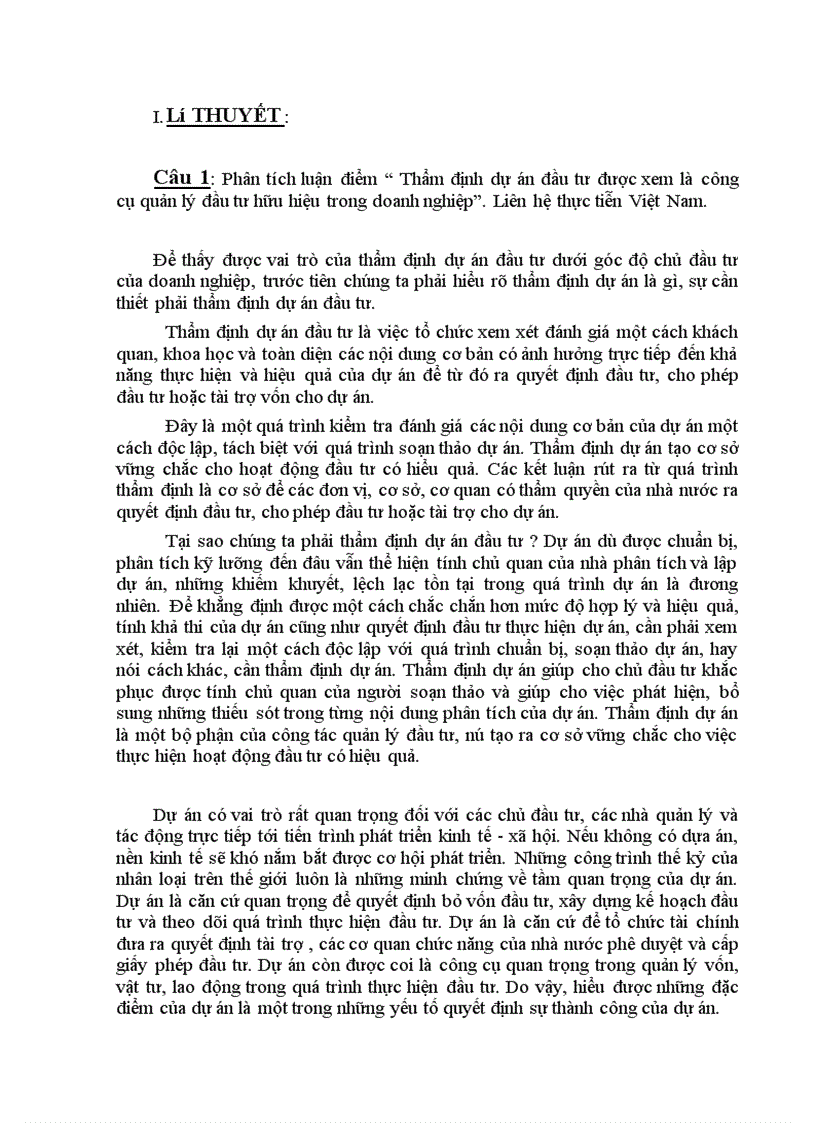 image for page Phân tích luận điểm Thẩm định dự án đầu tư được xem là công cụ quản lý đầu tư hữu hiệu trong doanh nghiệp Liên hệ thực tiễn Việt Nam