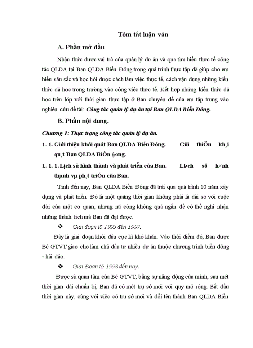 image for page Công tác quản lý dự án tại Ban QLDA Biển Đông 1