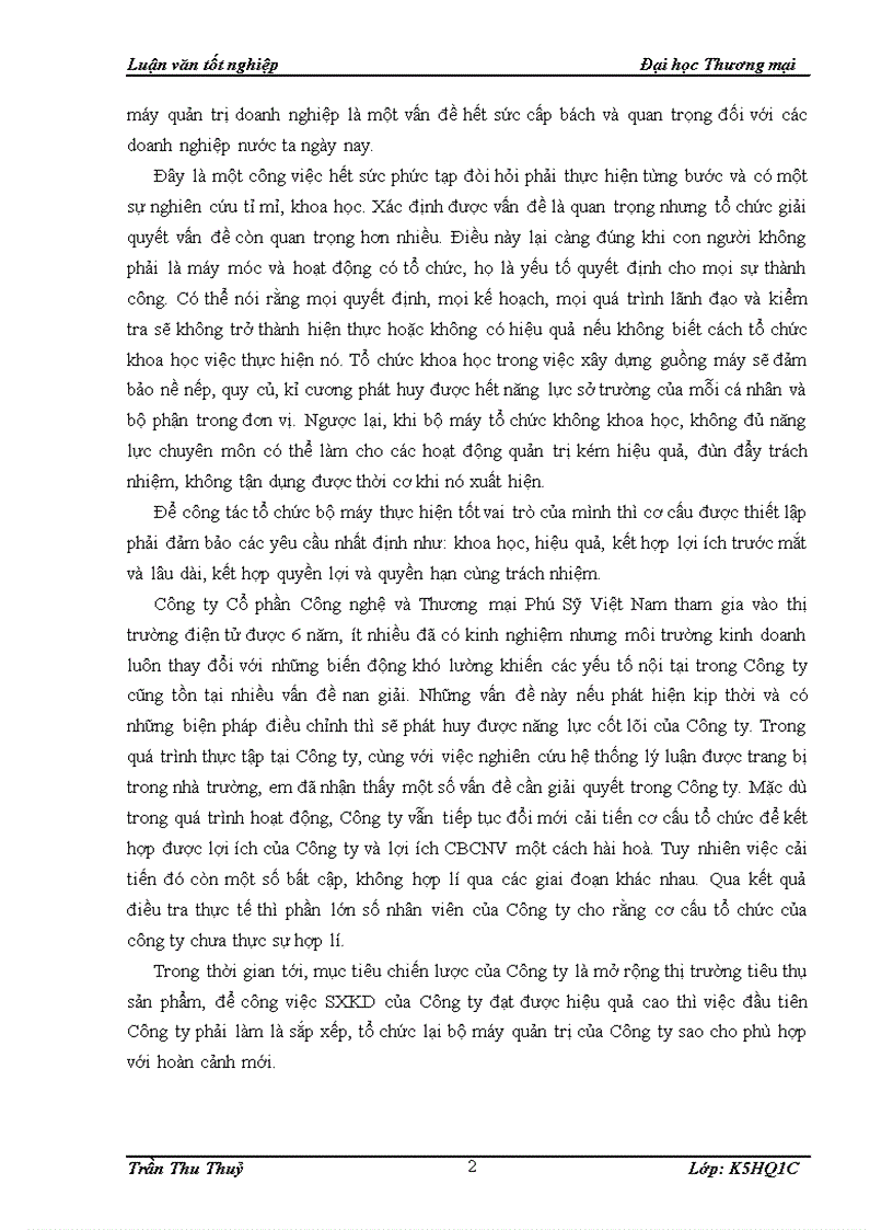 image for page Hoàn thiện cơ cấu tổ chức của Công ty Cổ phần Công nghệ và Thương mại Phú Sỹ Việt Nam 1