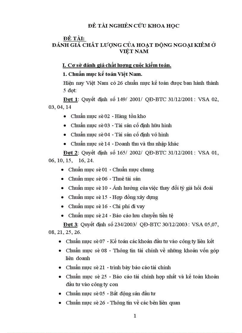 đánh giá chất lượng của hoạt động ngoại kiểm ở việt nam 1