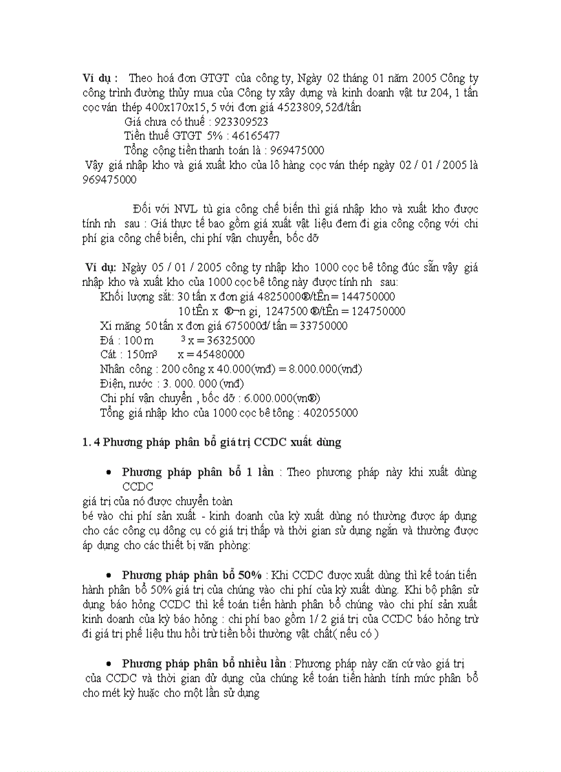 image for page Thực trạng công tác hạch toán nguyên vật liệu và công cụ dụng cụ tại Công ty công trình đường thuỷ 1