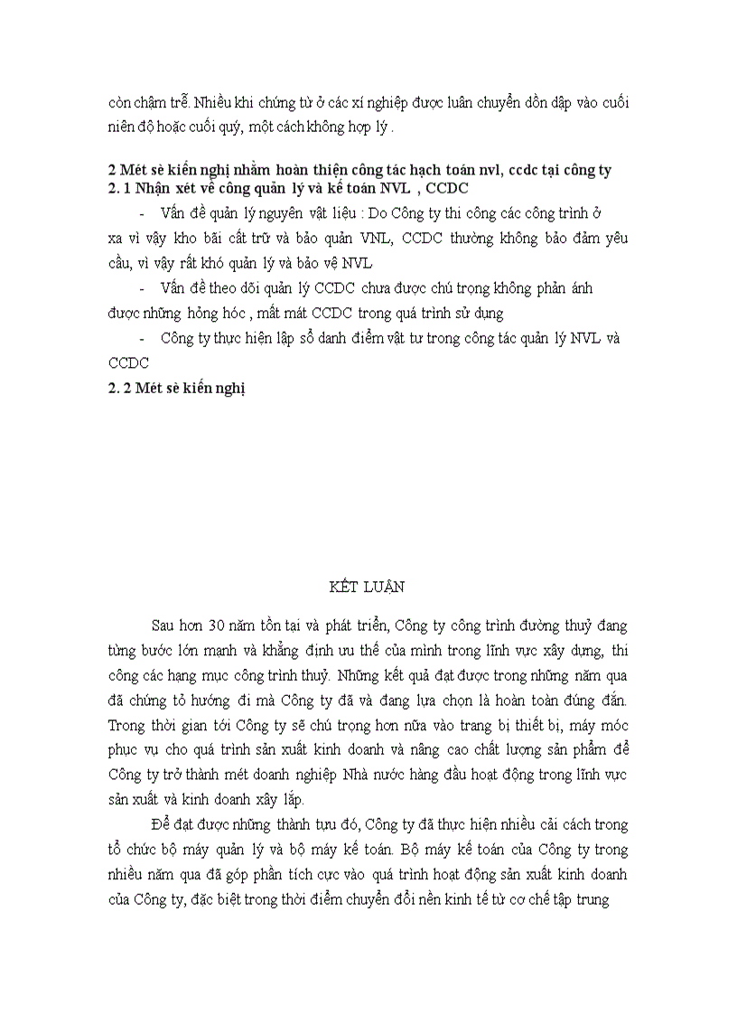 image for page Thực trạng công tác hạch toán nguyên vật liệu và công cụ dụng cụ tại Công ty công trình đường thuỷ 1