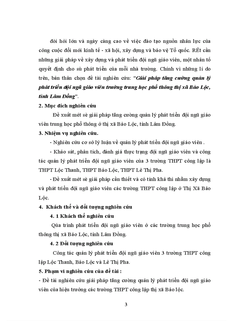 Giải pháp tăng cường quản lý phát triển đội ngũ giáo viên trường trung học phổ thông thị xã Bảo Lộc tỉnh Lâm Đồng 1
