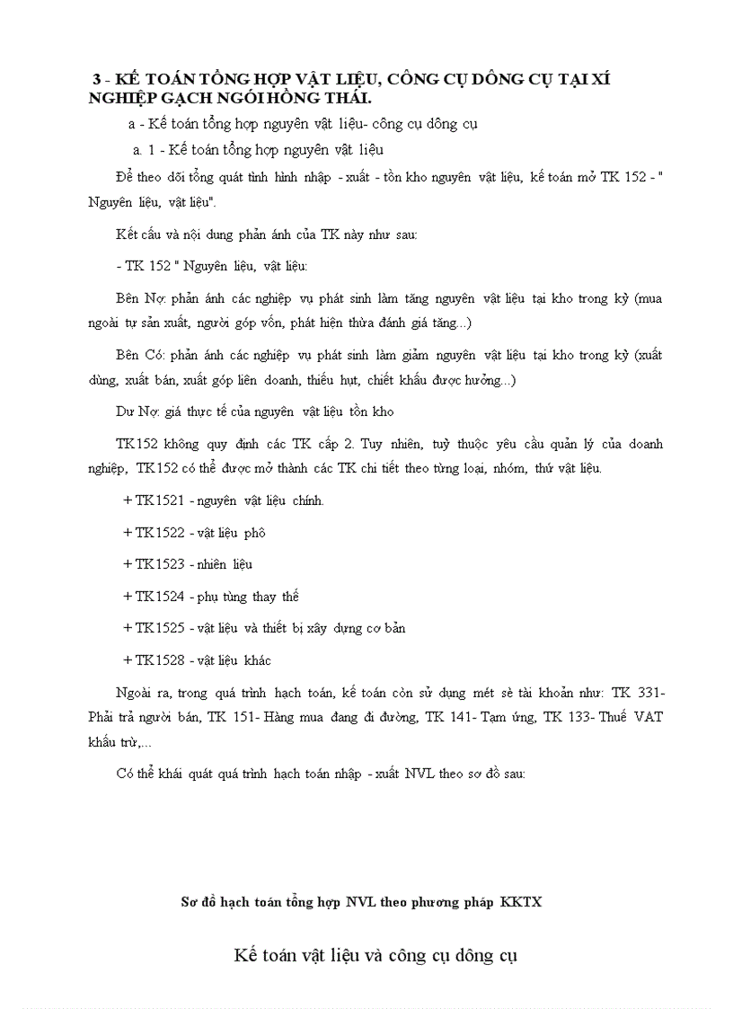 image for page Tổ chức công tác kế toán vật liệu và công cụ dụng cụ tại xí nghiệp gạch ngói Hồng Thái 1