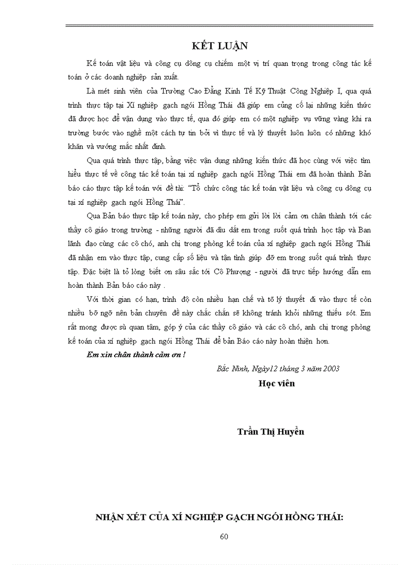 image for page Tổ chức công tác kế toán vật liệu và công cụ dụng cụ tại xí nghiệp gạch ngói Hồng Thái 1