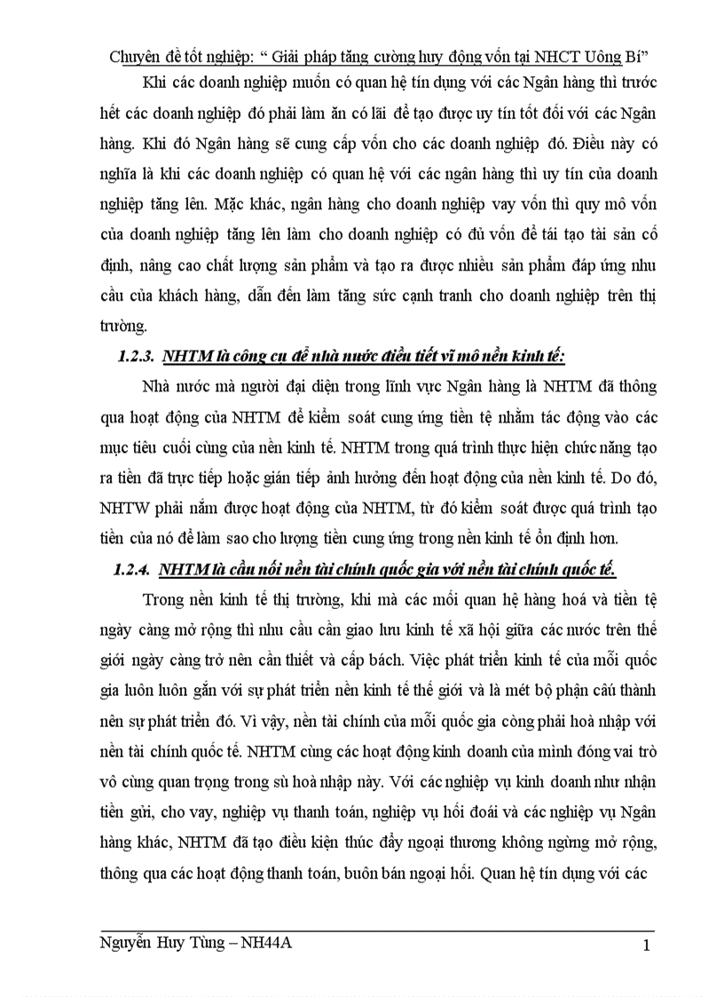 Giải pháp nhằm tăng cường huy động vốn tại Ngân hàng công thương Uông Bí 1