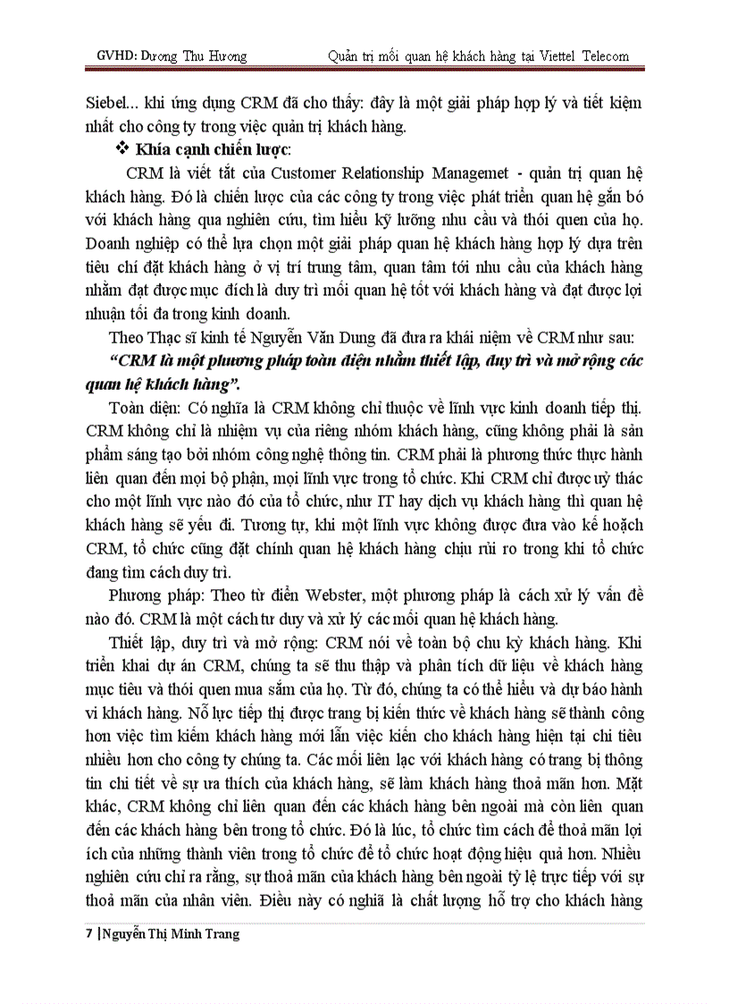 image for page Phát triển hệ thống quản lý mối quan hệ khách hàng CRM tại Công ty viễn thông Viettel Viettel Telecom