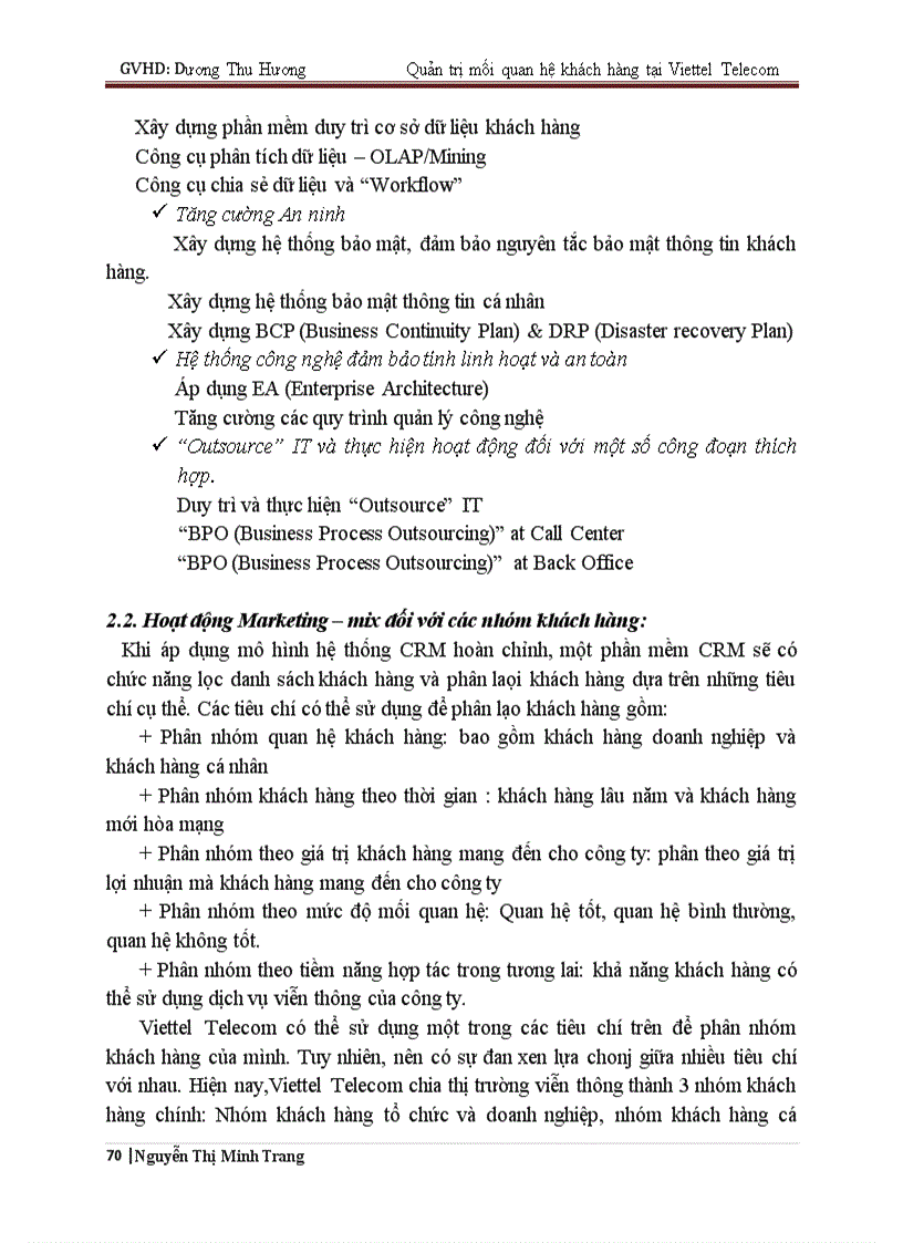 image for page Phát triển hệ thống quản lý mối quan hệ khách hàng CRM tại Công ty viễn thông Viettel Viettel Telecom