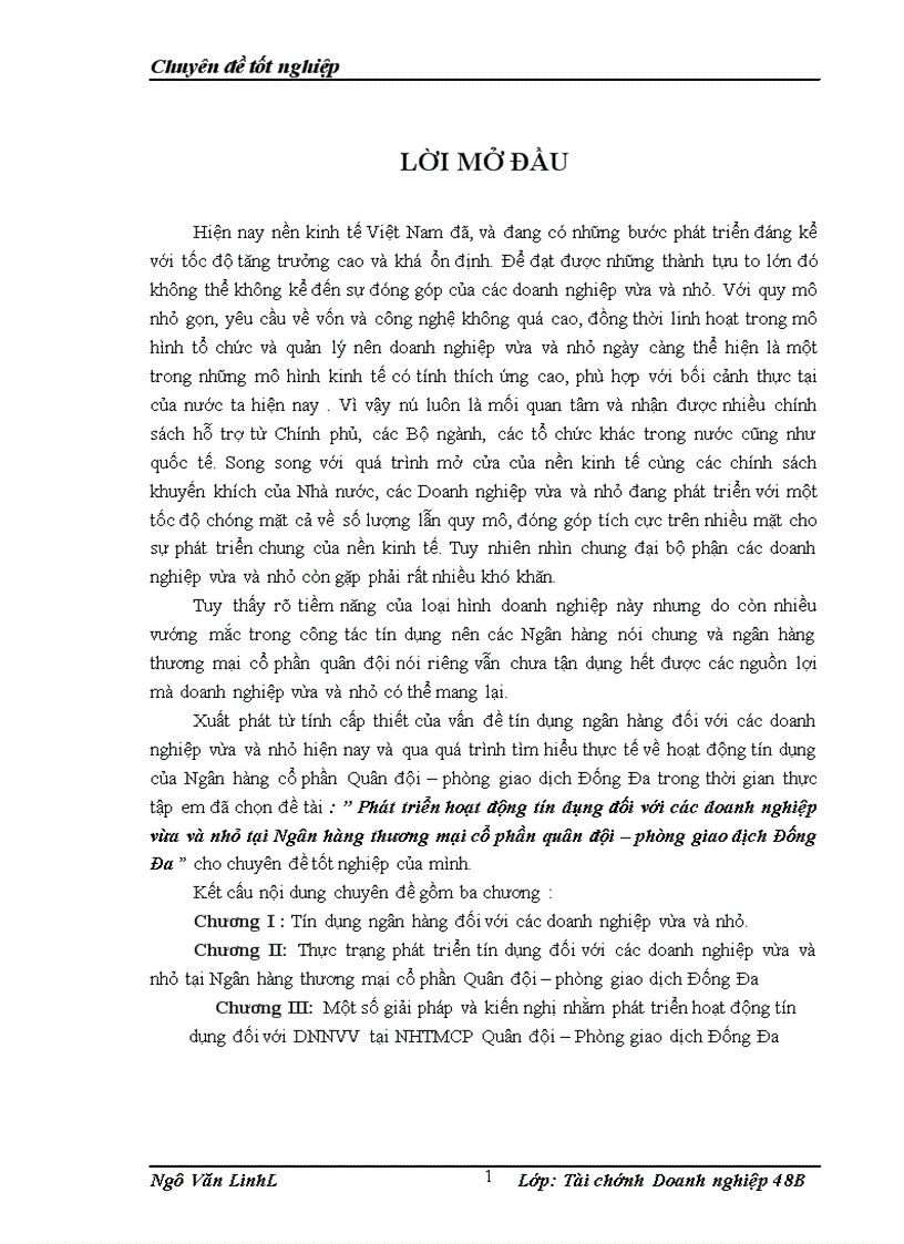 image for page Phát triển hoạt động tín dụng đối với các doanh nghiệp vừa và nhỏ tại Ngân hàng thương mại cổ phần quân đội phòng giao dịch Đống Đa 1