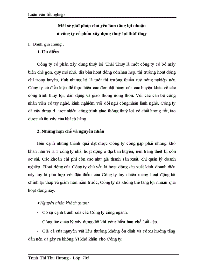 image for page Lợi nhuận và các biện pháp làm tăng lợi nhuận tại Công ty cổ phần xây dựng thuỷ lợi Thái Thuỵ 1