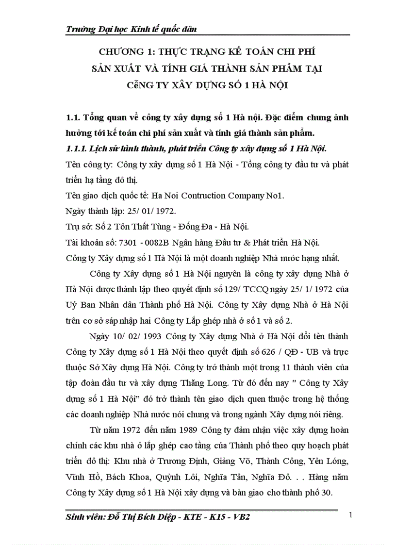 image for page Hoàn thiện kế toán chi phí sản xuất và tính giá thành sản phẩm tại công ty xây dựng số 1 Hà nội 1