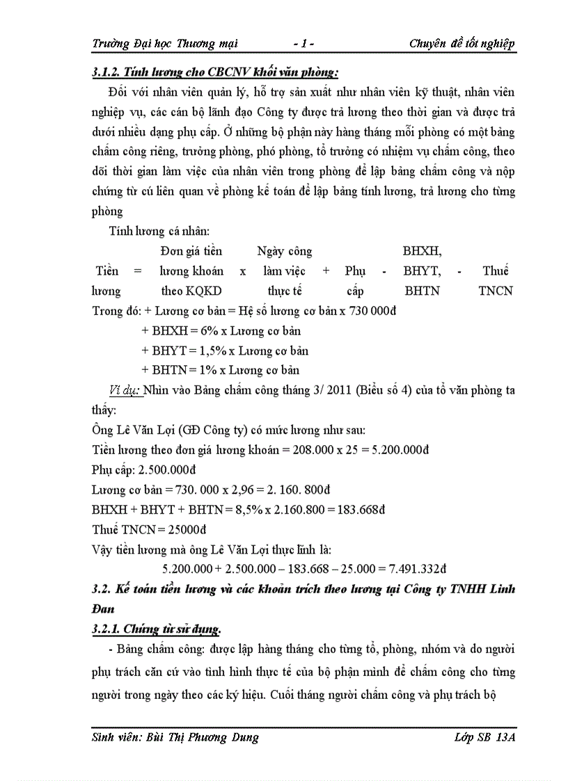 image for page Kế toán tiền lương và các khoản trích theo lương tại Công ty TNHH Linh Đan