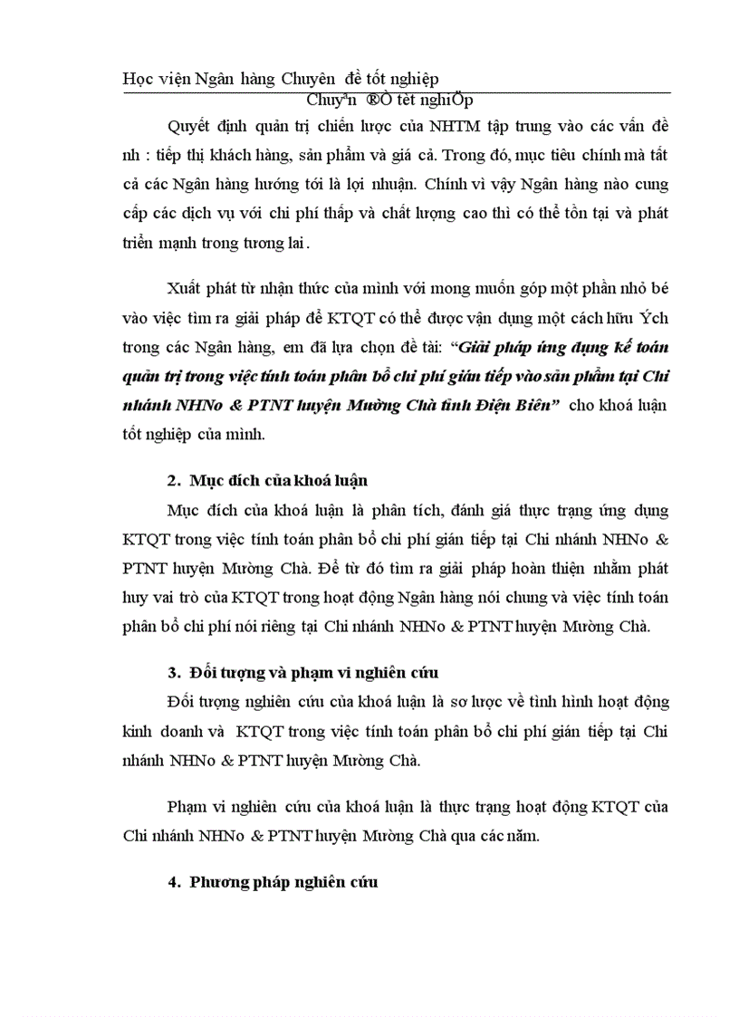 image for page Giải pháp ứng dụng kế toán quản trị trong việc tính toán phân bổ chi phí gián tiếp vào sản phẩm tại Chi nhánh NHNo PTNT huyện Mường Chà tỉnh Điện Biên 1
