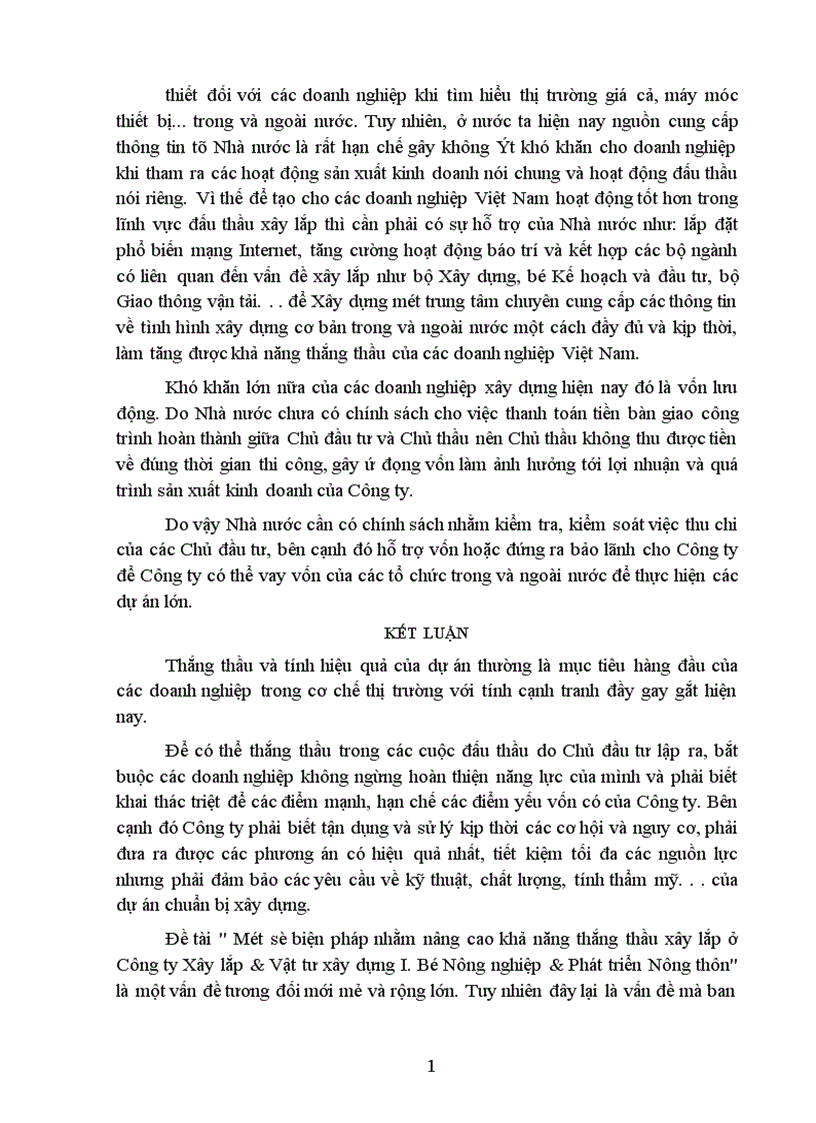 image for page Một số biện pháp nhằm nâng cao khả năng thắng thầu xây lắp ở Công ty Xây lắp Vật tư xây dựng I Bộ Nông nghiệp Phát triển Nông thôn 1