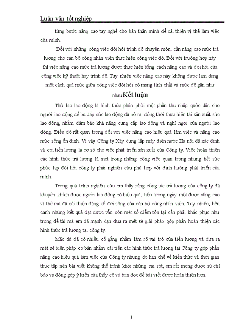 image for page Những giải pháp nhằm cải tiến các hình thức trả lương tại Công ty Xây dựng lắp máy điện nước Hà nội 1