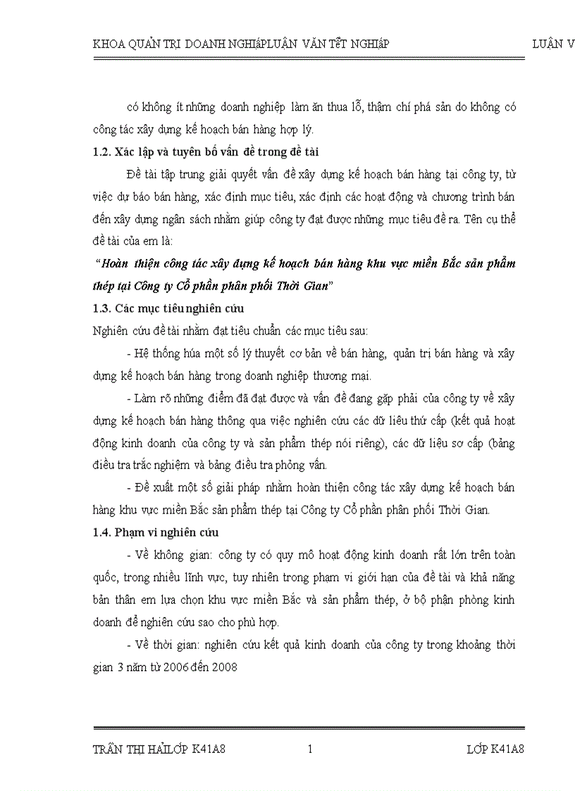 image for page Hoàn thiện công tác xây dựng kế hoạch bán hàng khu vực miền Bắc sản phẩm thép tại Công ty Cổ phần phân phối Thời Gian 1