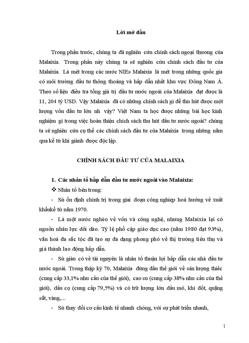 image for page Chính sách đầu tư của Malaixia 1