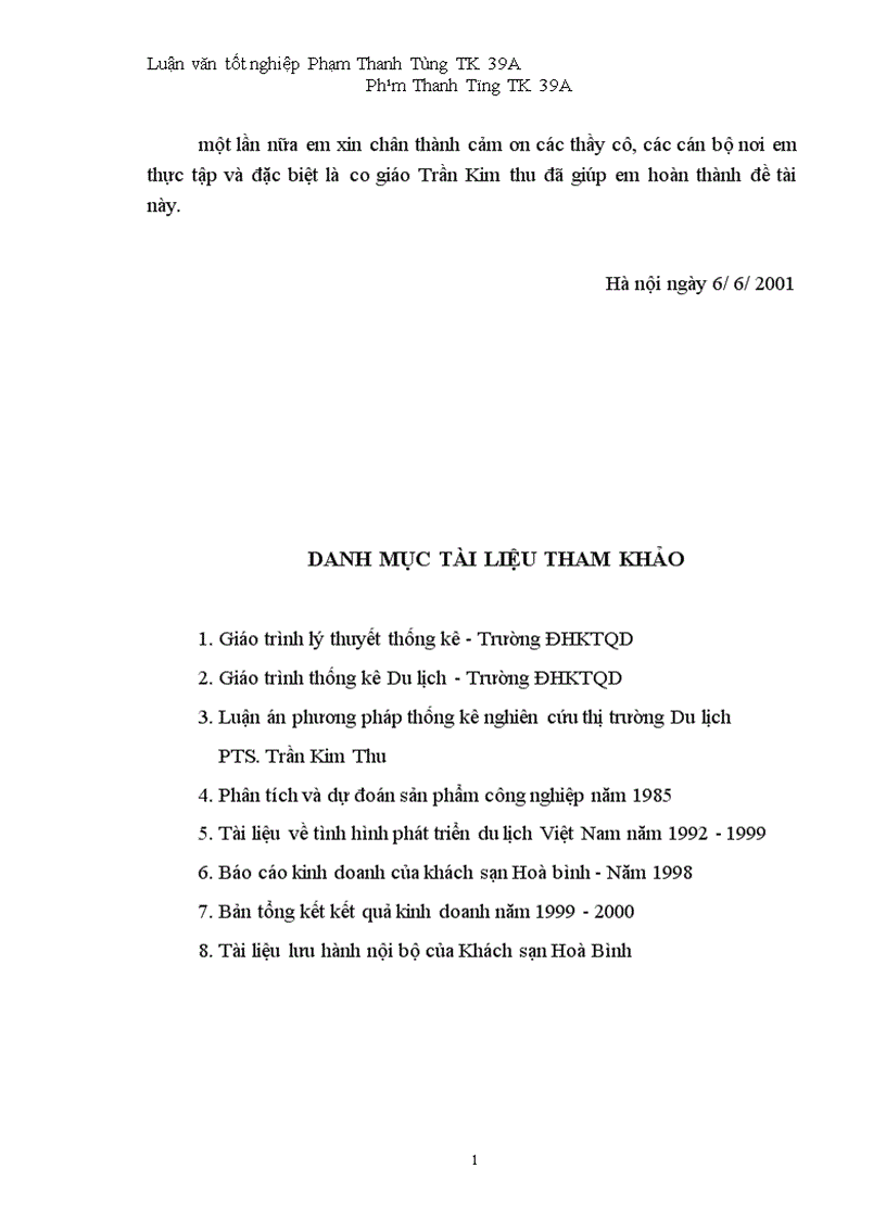 image for page Vận dụng một số phương pháp thống kê phân tích biến động doanh thu tại khách sạn Hoà Bình 1