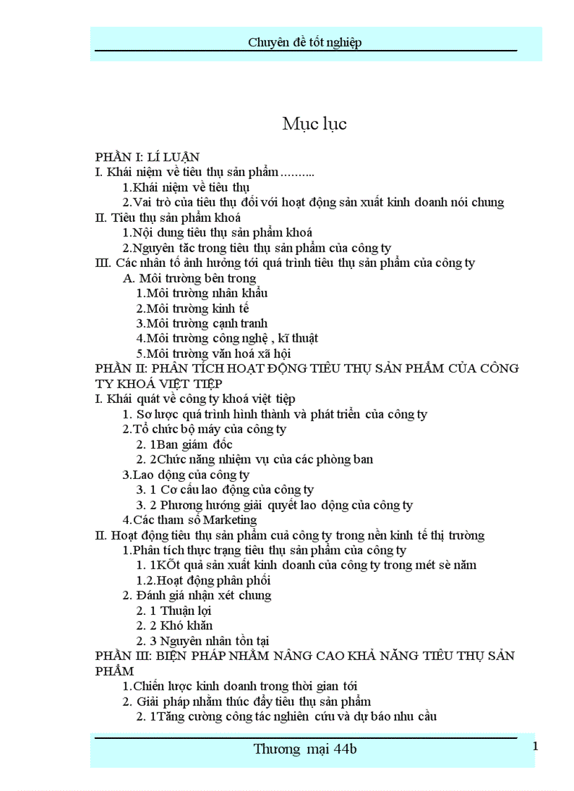 Hoạt động tiêu thụ sản phẩm tại công ty khoá Việt Tiệp Thực trạng và giải pháp 1