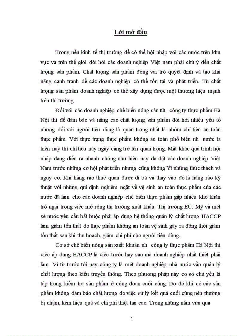 image for page Nâng cao hiệu quả áp dụng HACCP nhằm cải thiện chất lượng sản phẩm tại công ty thực phẩm Hà Nội 1