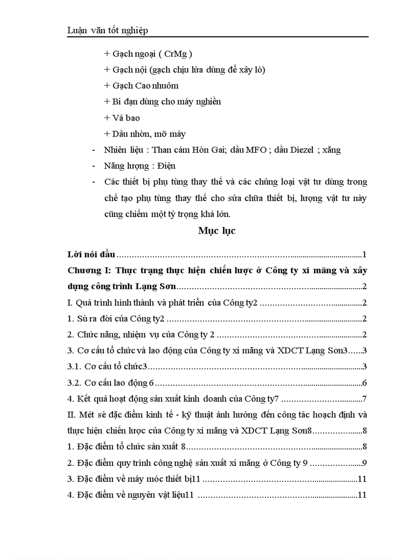 image for page Hoạch định chiến lược của Công ty Xi măng và xây dựng công trình Lạng Sơn 1