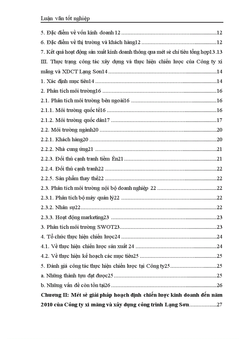 image for page Hoạch định chiến lược của Công ty Xi măng và xây dựng công trình Lạng Sơn 1