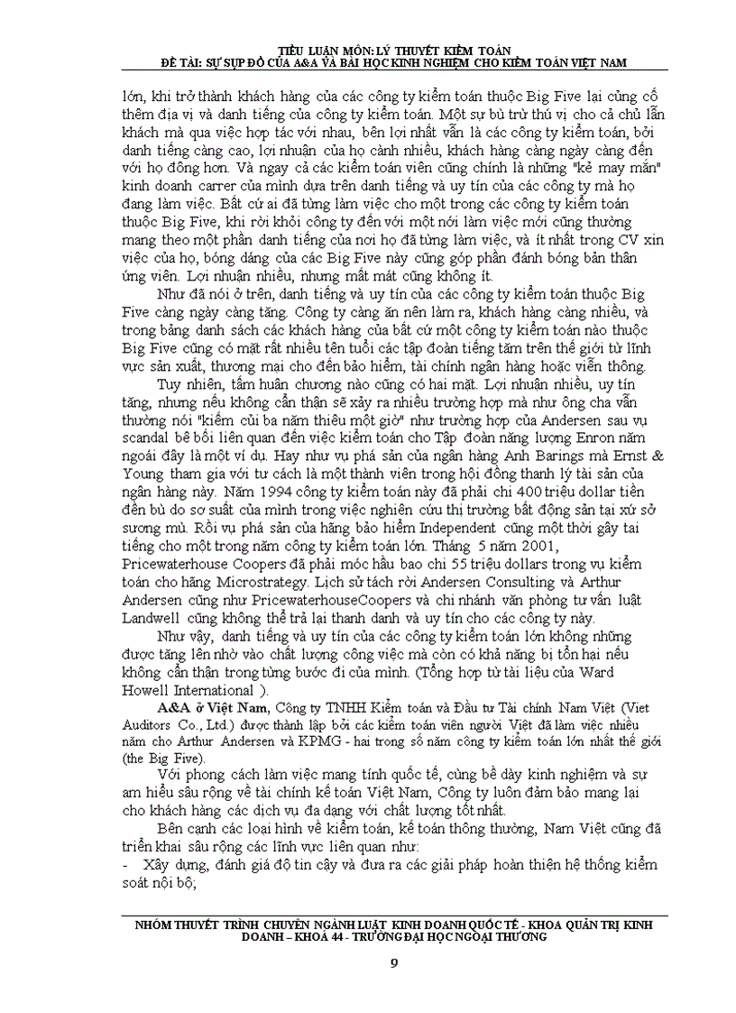 image for page Sự sụp đổ của A A và bài học kinh nghiệm cho kiểm toán Việt Nam