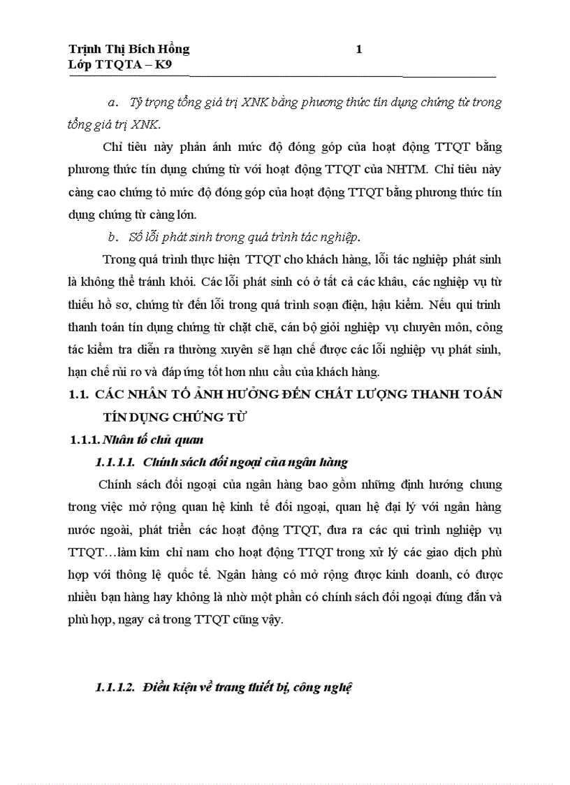 image for page Giải pháp nâng cao chất lượng thanh toán tín dụng chứng từ đối với Ngân hàng Đầu tư và Phát triển Việt Nam chi nhánh Đông Đô