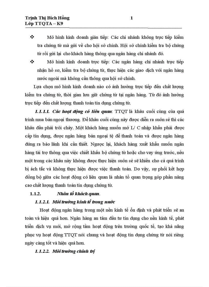 image for page Giải pháp nâng cao chất lượng thanh toán tín dụng chứng từ đối với Ngân hàng Đầu tư và Phát triển Việt Nam chi nhánh Đông Đô