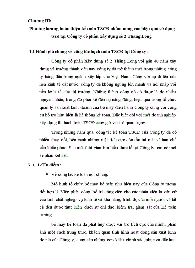 Phương hướng hoàn thiện kế toán TSCĐ nhằm nâng cao hiệu quả sử dụng tscđ tại Công ty cổ phần xây dựng số