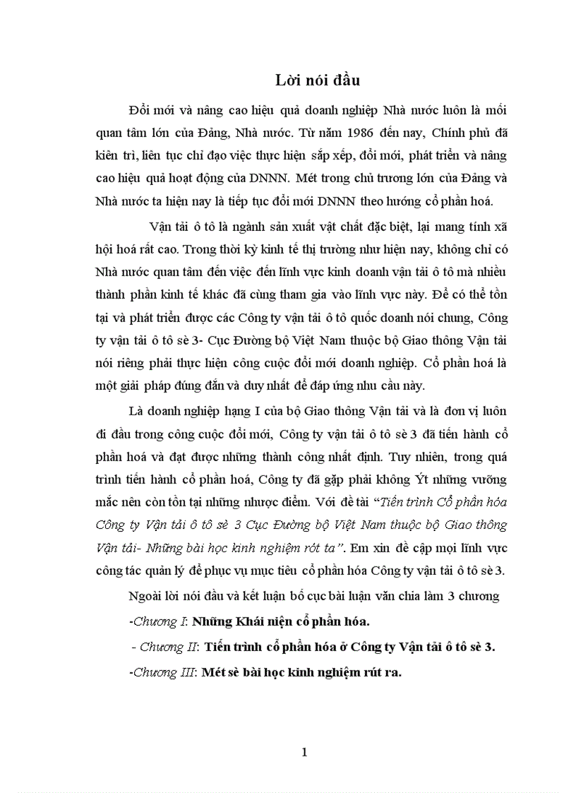 image for page Tiến trình Cổ phần hóa Công ty Vận tải ô tô số 3 Cục Đường bộ Việt Nam thuộc Bộ Giao thông Vận tải Những bài học kinh nghiệm rút ta