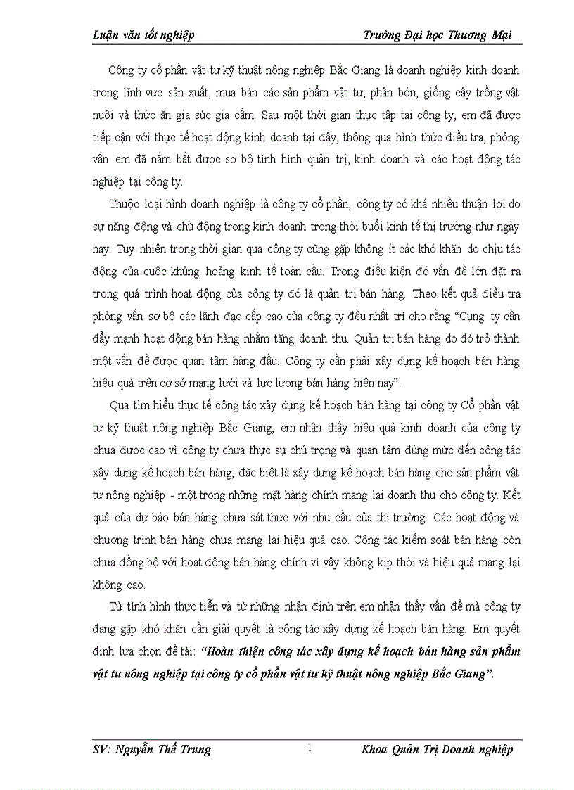 image for page Hoàn thiện công tác xây dựng kế hoạch bán hàng sản phẩm vật tư nông nghiệp tại công ty cổ phẩn vật tư kỹ thuật nông nghiệp Bắc Giang 1