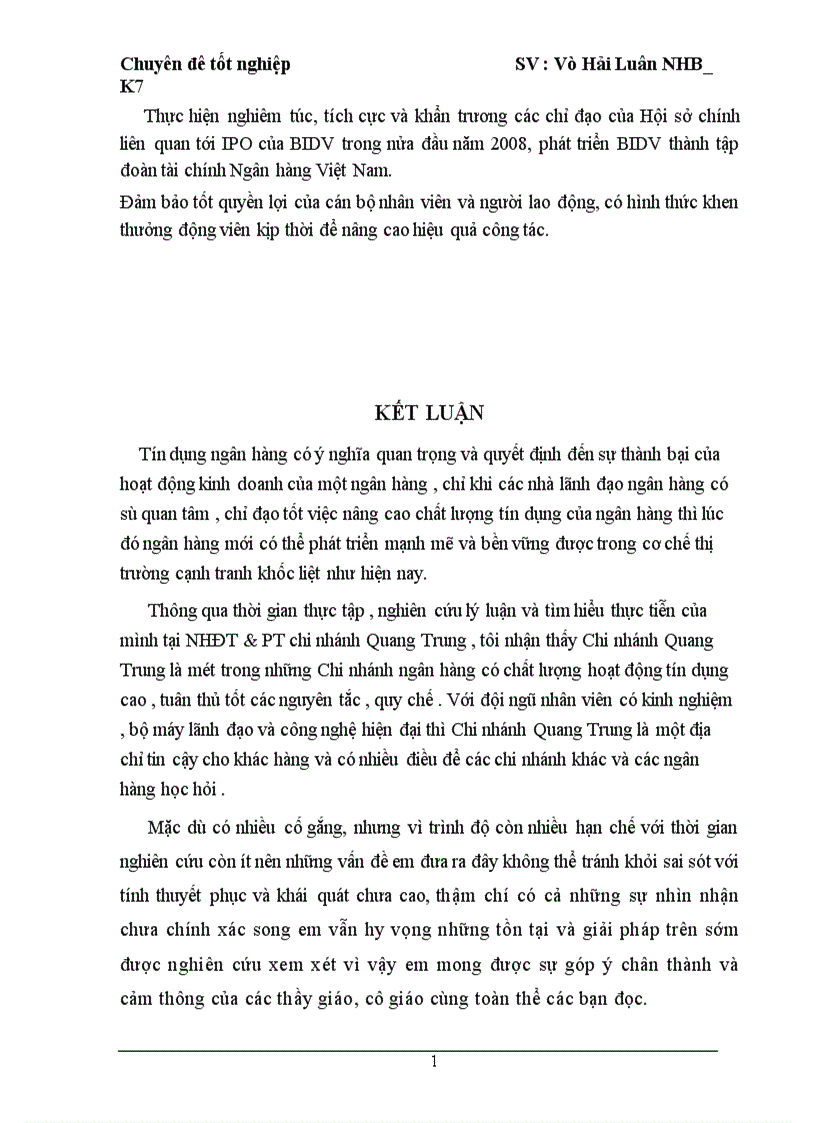 image for page Giải pháp nâng cao chất lượng tín dụng tại Ngân Hàng Đầu Tư và Phát Triển Việt Nam chi nhanh Quang Trung 1