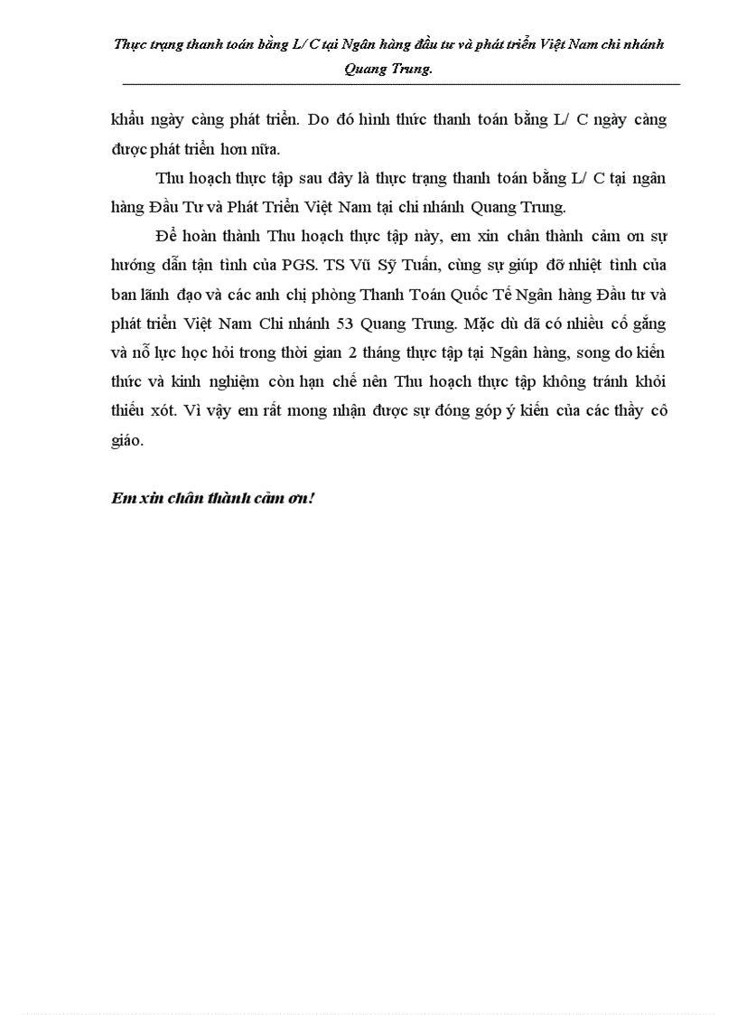 image for page Thực trạng thanh toán bằng L C tại Ngân hàng đầu tư và phát triển Việt Nam chi nhánh Quang Trung