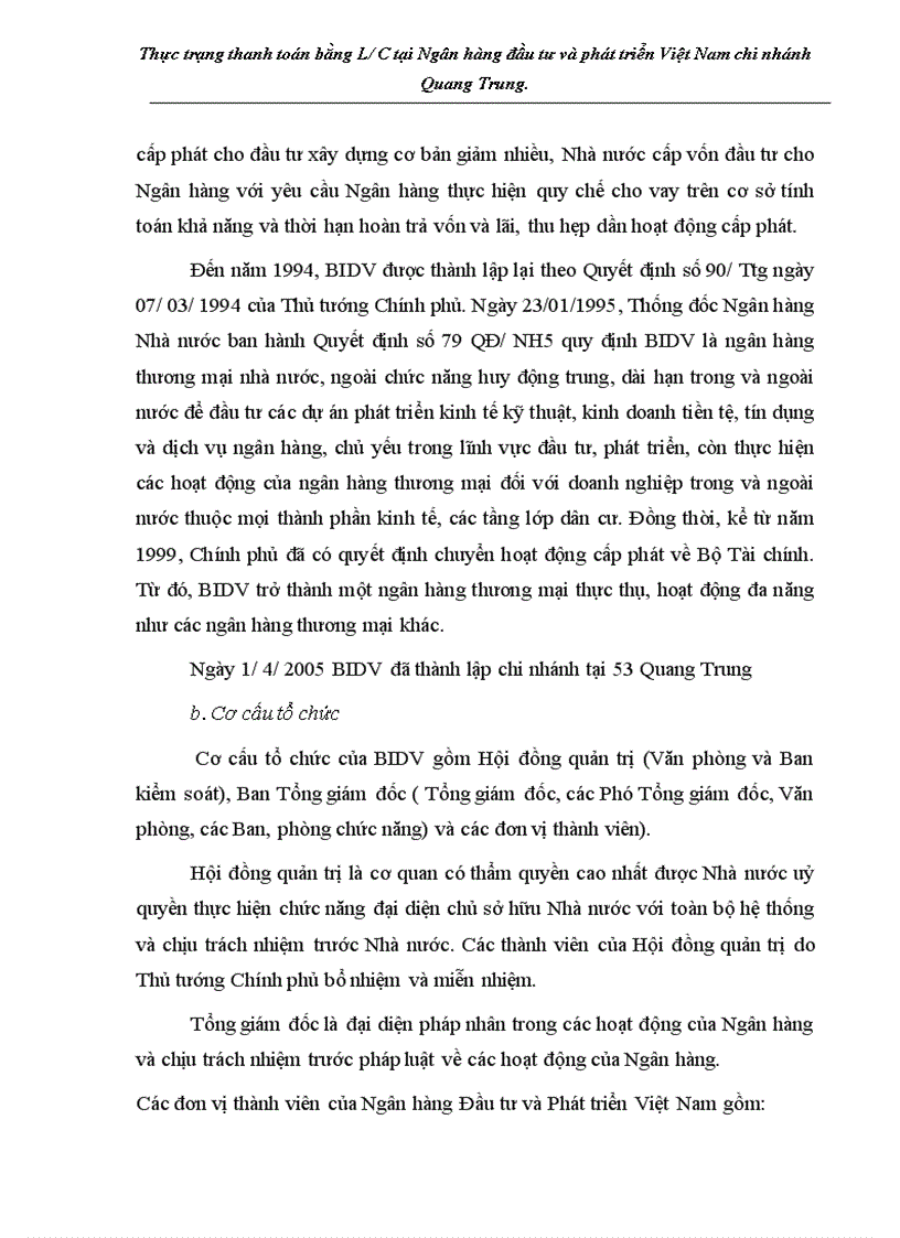 image for page Thực trạng thanh toán bằng L C tại Ngân hàng đầu tư và phát triển Việt Nam chi nhánh Quang Trung