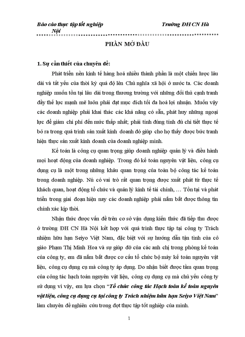 image for page Tổ chức công tác Hạch toán kế toán nguyên vật liệu công cụ dụng cụ tại công ty Trách nhiệm hữu hạn Seiyo Việt Nam 1