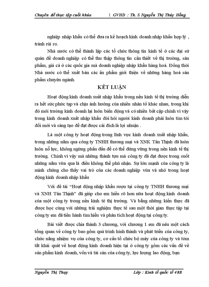 image for page Hoạt động nhập khẩu rượu tại công ty TNHH thương mại và XNK Tân Thịnh