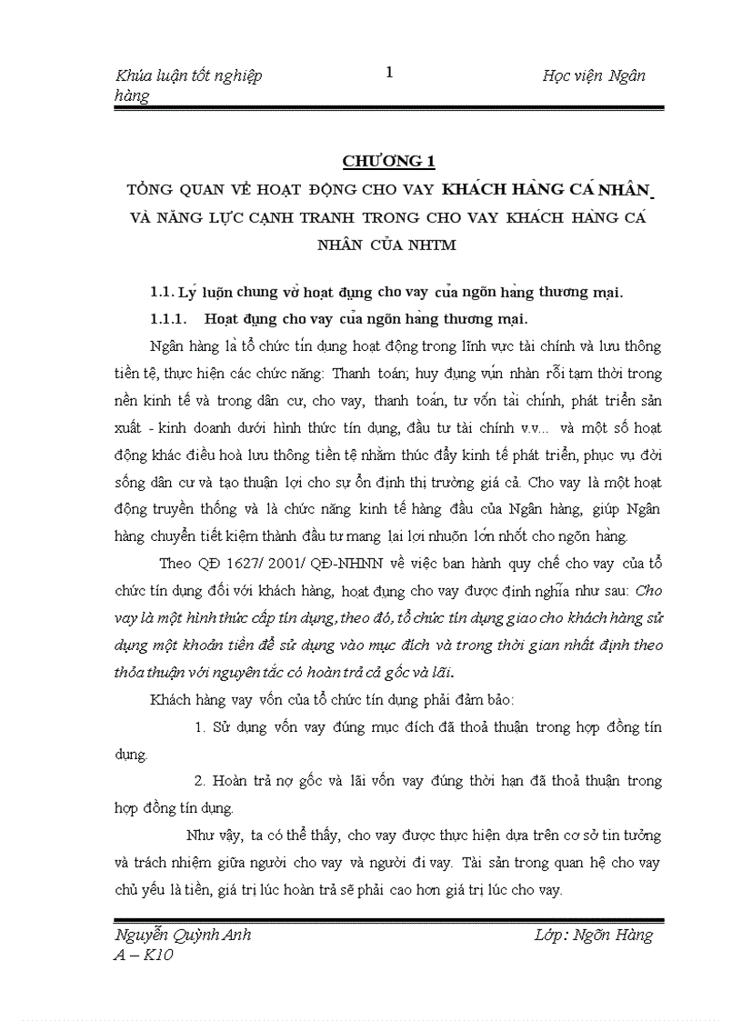 Gia i pha p nâng cao năng lư c ca nh tranh trong hoa t đô ng cho vay kha ch ha ng ca nhân ta i chi nha nh Techcombank Ly Thươ ng Kiê t 1