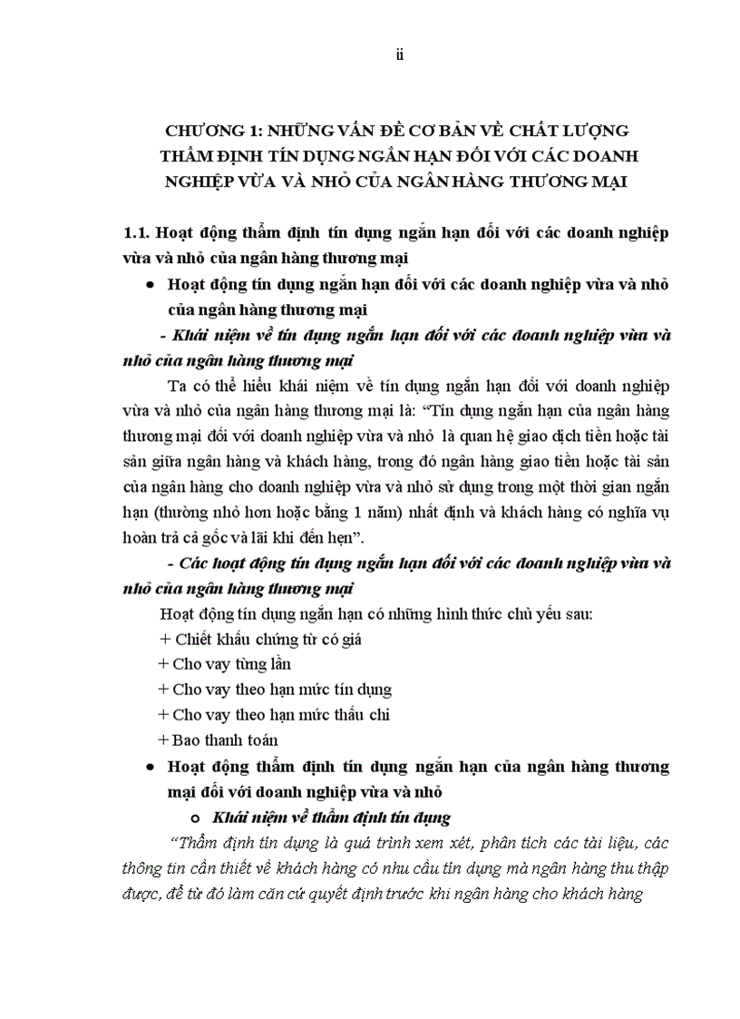image for page Nâng cao chất lượng thẩm định tín dụng ngắn hạn đối với doanh nghiệp vừa và nhỏ tại NHNN PTNT chi nhánh nam Hà Nội