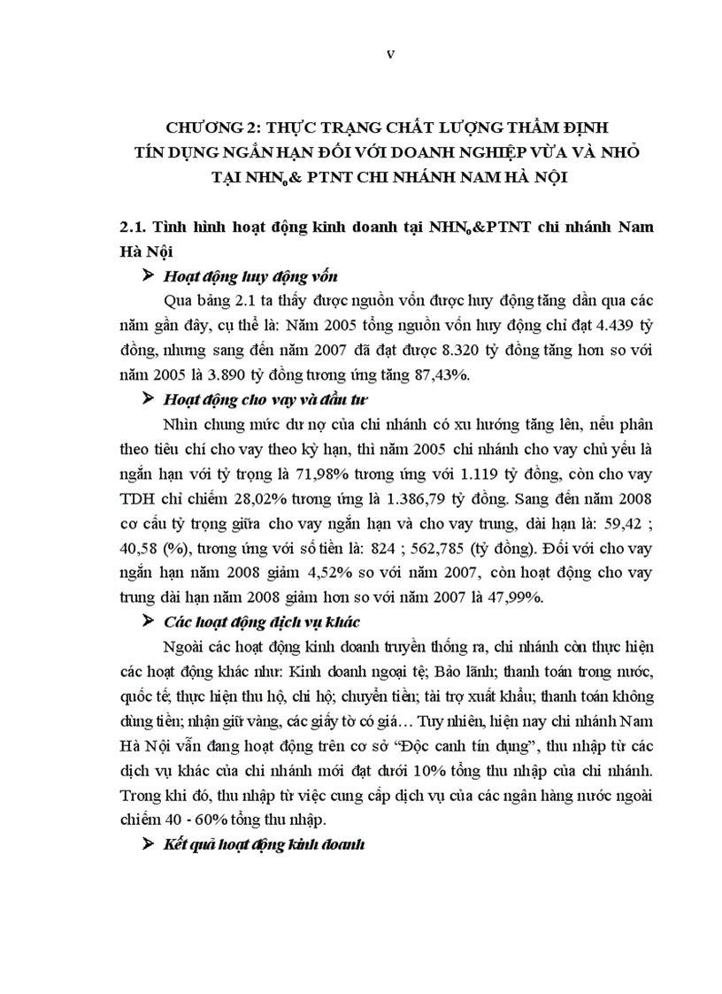 image for page Nâng cao chất lượng thẩm định tín dụng ngắn hạn đối với doanh nghiệp vừa và nhỏ tại NHNN PTNT chi nhánh nam Hà Nội